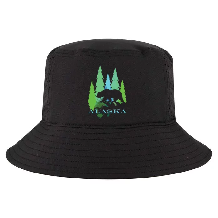 Alaska Alaskan Northern Light Trees With Bear Cool Comfort Performance Bucket Hat