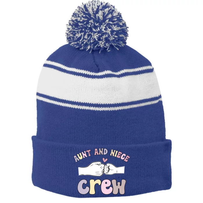 Aunt And Niece Crew From Aunt To Niece Cute Gift Stripe Pom Pom Beanie