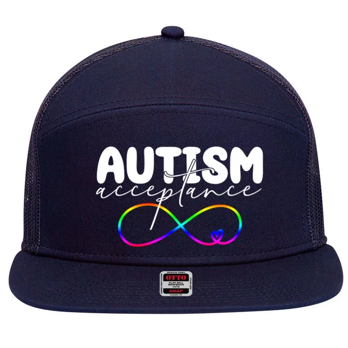 Autism Acceptance Neurodiversity Heart 7 Panel Mesh Trucker Snapback Hat