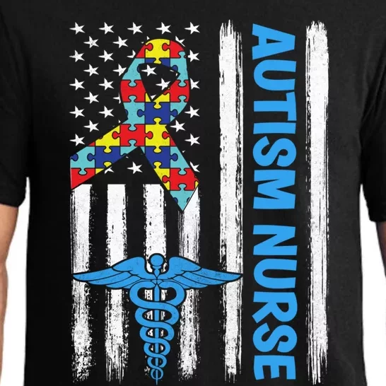 Autism Awareness Nurse American Flag Funny Registered Rn Gift Pajama Set