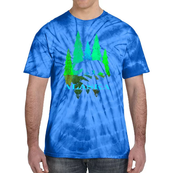 Alaska Alaskan Northern Light Trees With Bear Tie-Dye T-Shirt