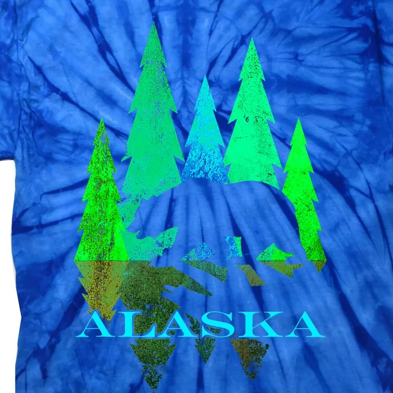 Alaska Alaskan Northern Light Trees With Bear Tie-Dye T-Shirt