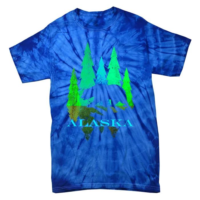 Alaska Alaskan Northern Light Trees With Bear Tie-Dye T-Shirt