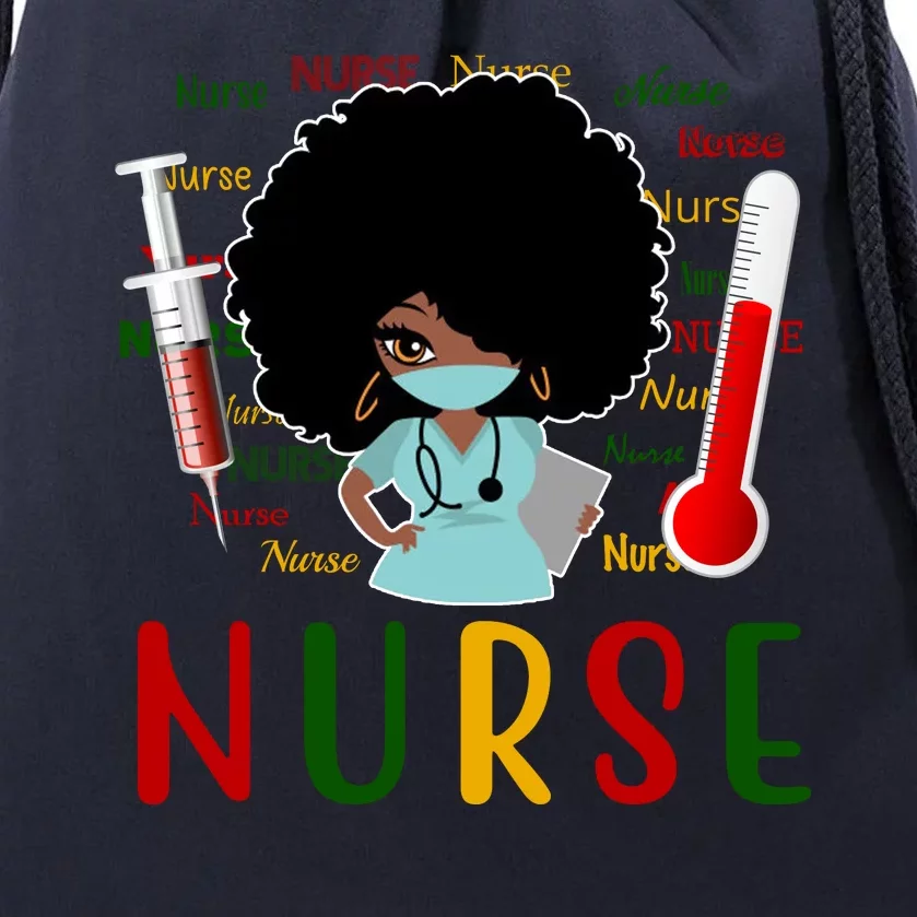 African American Nurse Drawstring Bag