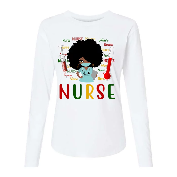 African American Nurse Womens Cotton Relaxed Long Sleeve T-Shirt