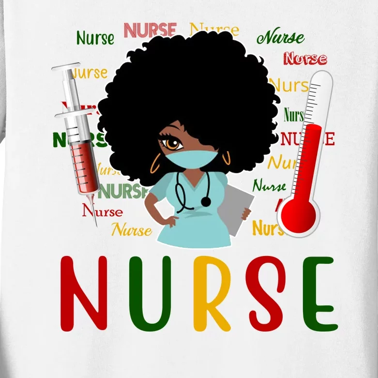 African American Nurse Kids Long Sleeve Shirt