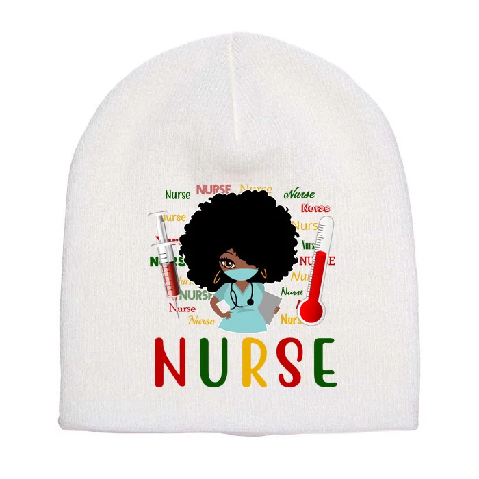 African American Nurse Short Acrylic Beanie