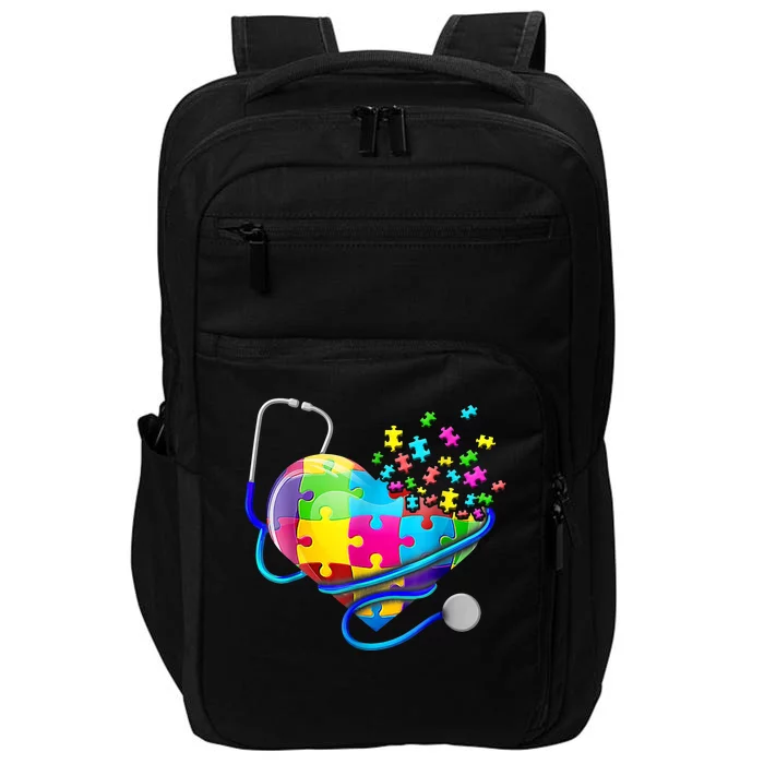 Autism Awareness Nurse Heart Impact Tech Backpack