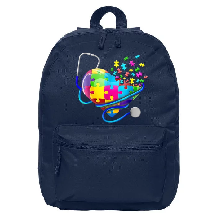 Autism Awareness Nurse Heart 16 in Basic Backpack