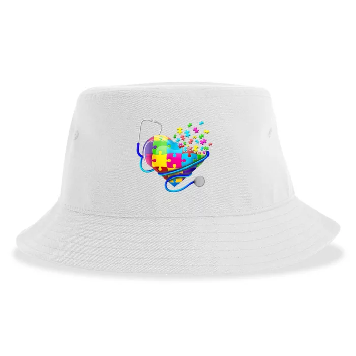 Autism Awareness Nurse Heart Sustainable Bucket Hat