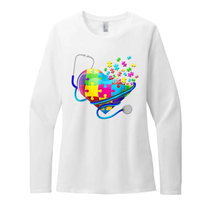 Autism Awareness Nurse Heart Womens CVC Long Sleeve Shirt