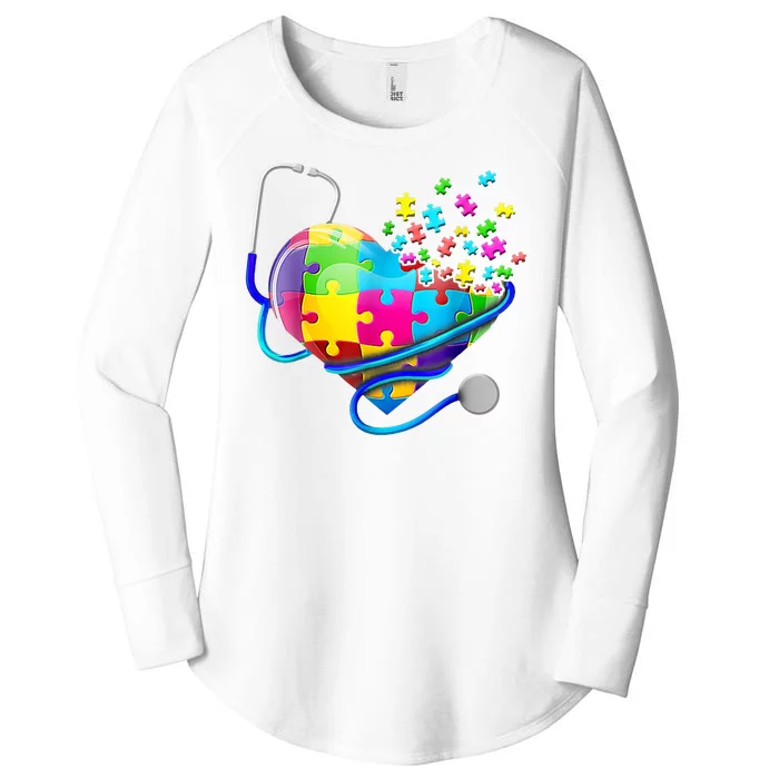 Autism Awareness Nurse Heart Women's Perfect Tri Tunic Long Sleeve Shirt