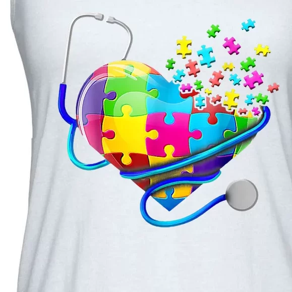 Autism Awareness Nurse Heart Ladies Essential Flowy Tank