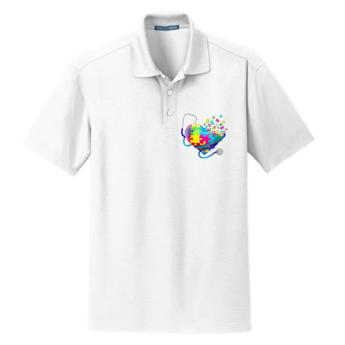 Autism Awareness Nurse Heart Dry Zone Grid Performance Polo