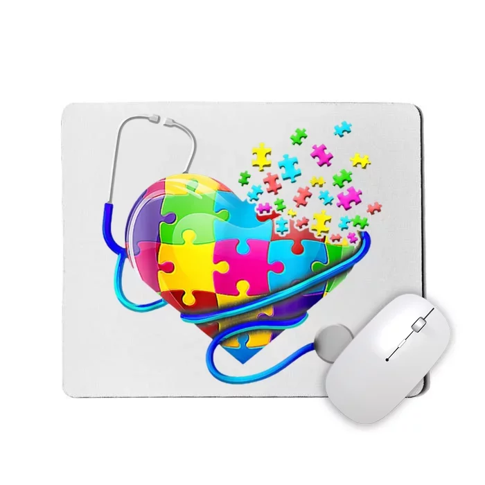 Autism Awareness Nurse Heart Mousepad