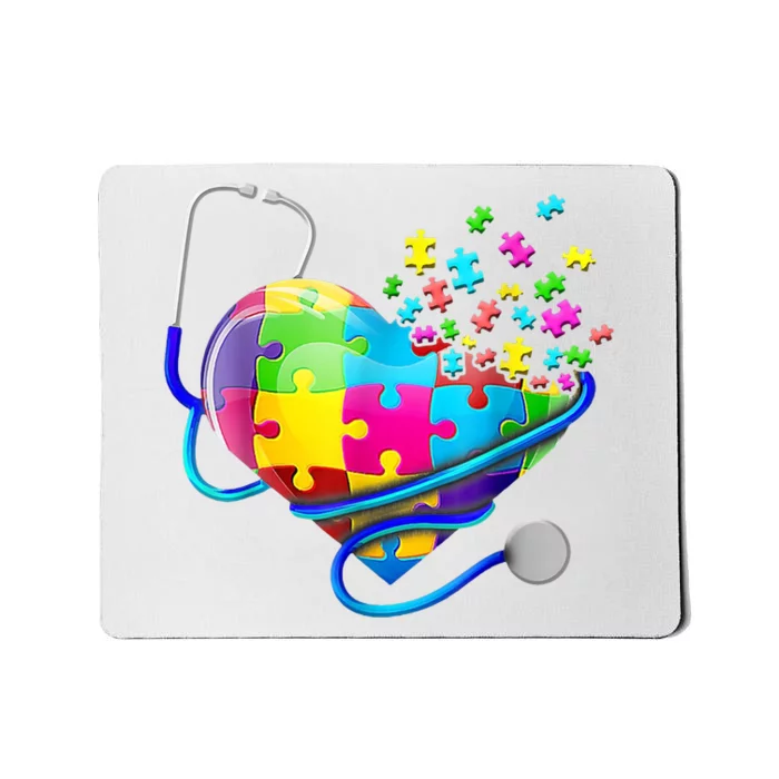 Autism Awareness Nurse Heart Mousepad