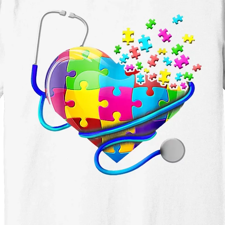 Autism Awareness Nurse Heart Premium T-Shirt