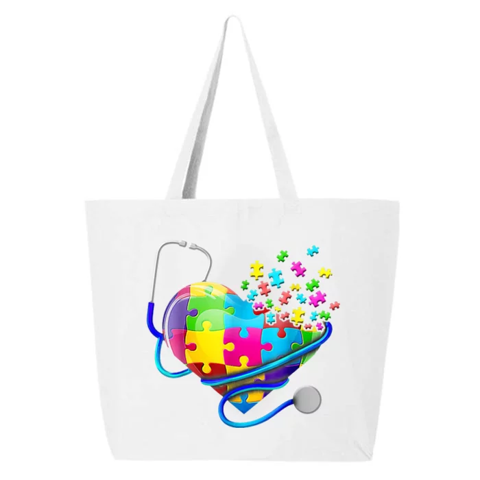 Autism Awareness Nurse Heart 25L Jumbo Tote