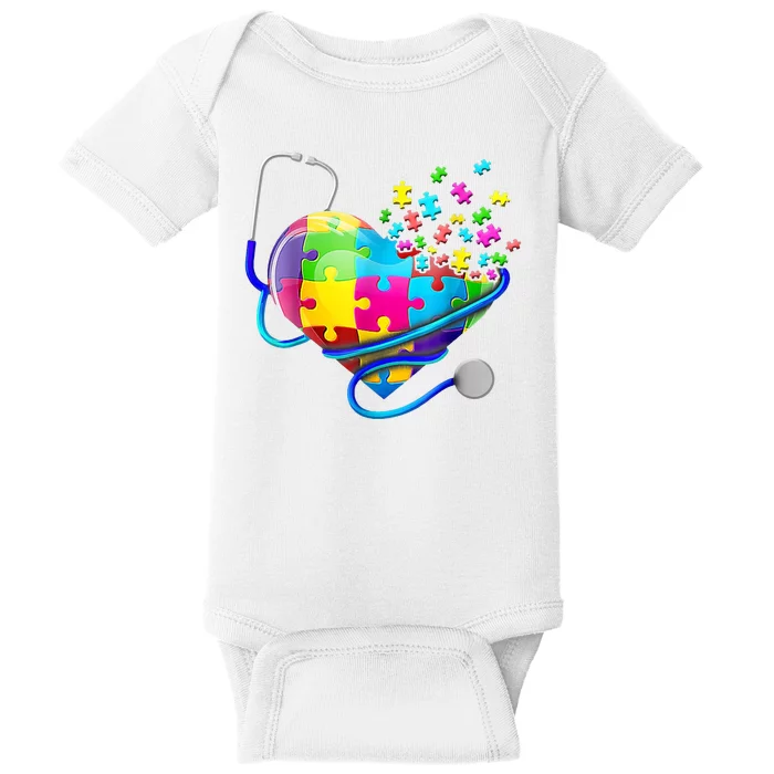 Autism Awareness Nurse Heart Baby Bodysuit