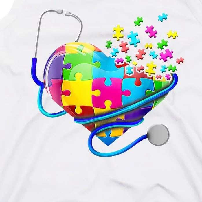 Autism Awareness Nurse Heart Tank Top