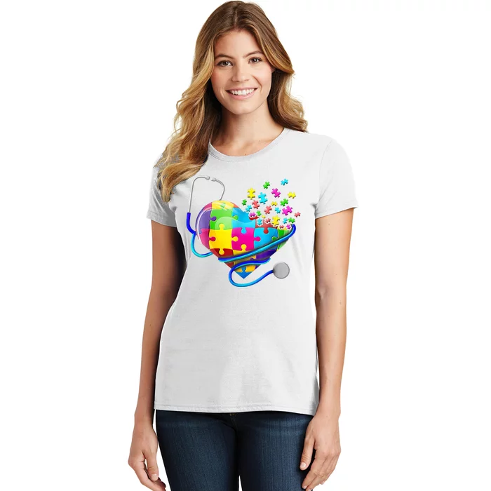 Autism Awareness Nurse Heart Women's T-Shirt