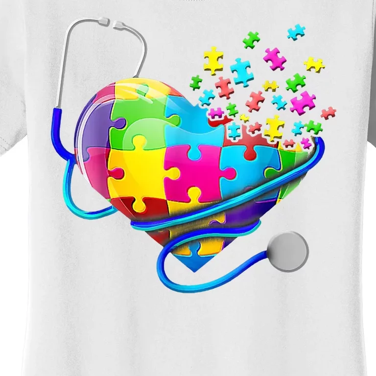 Autism Awareness Nurse Heart Women's T-Shirt