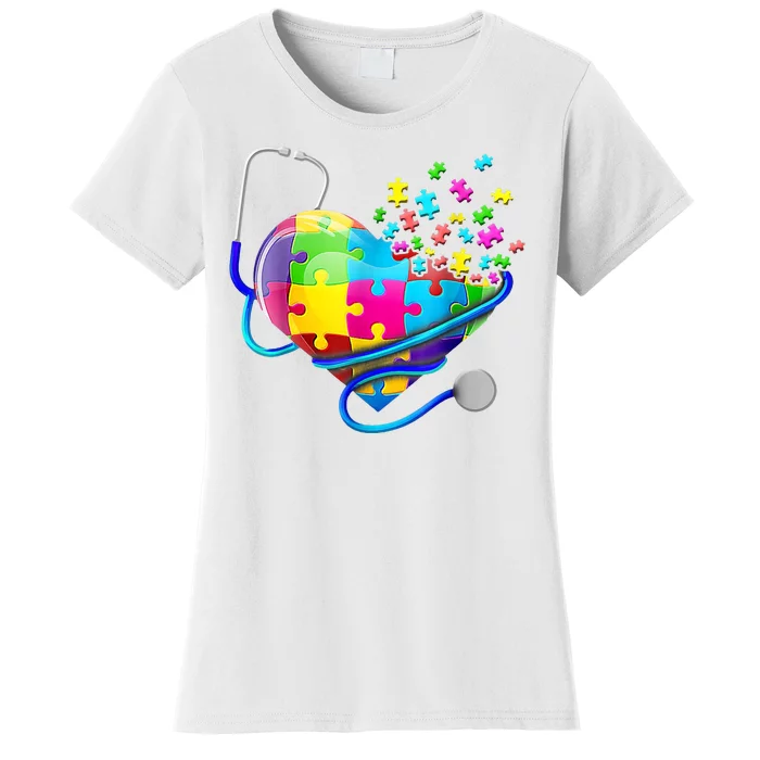 Autism Awareness Nurse Heart Women's T-Shirt