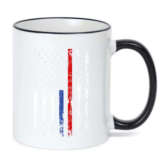 AnAmericanFlagWithMilitary,PoliceAndFirefighterStripesDesign Black Color Changing Mug