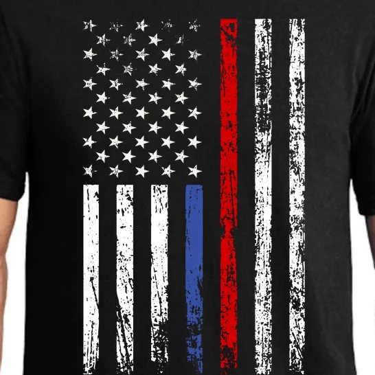 AnAmericanFlagWithMilitary,PoliceAndFirefighterStripesDesign Pajama Set