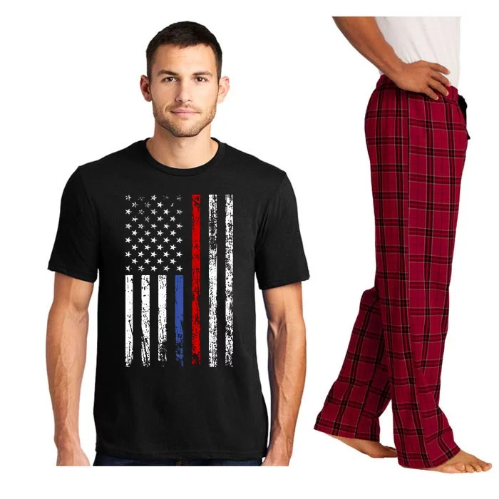 AnAmericanFlagWithMilitary,PoliceAndFirefighterStripesDesign Pajama Set