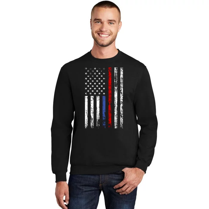 AnAmericanFlagWithMilitary,PoliceAndFirefighterStripesDesign Tall Sweatshirt