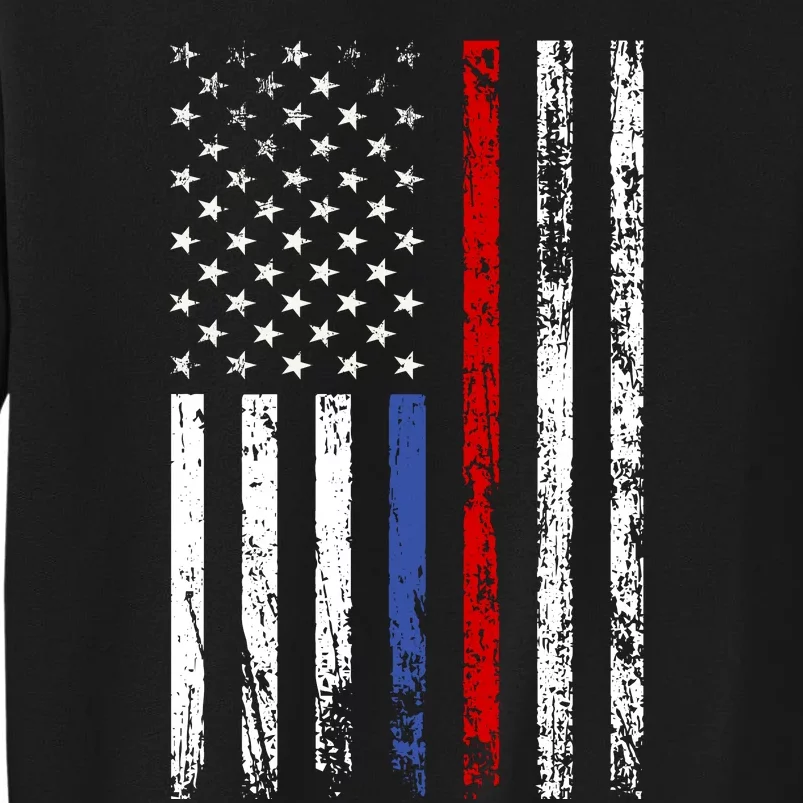 AnAmericanFlagWithMilitary,PoliceAndFirefighterStripesDesign Tall Sweatshirt