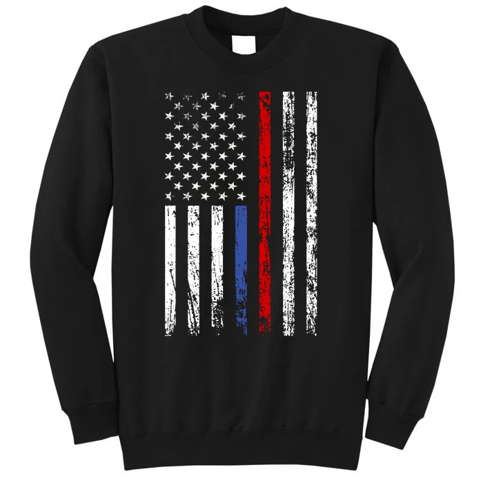 AnAmericanFlagWithMilitary,PoliceAndFirefighterStripesDesign Tall Sweatshirt