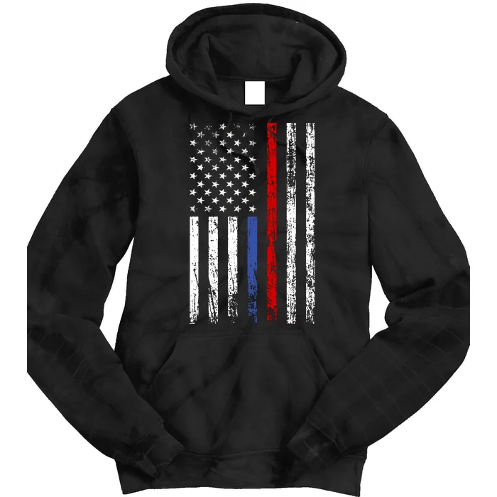 AnAmericanFlagWithMilitary,PoliceAndFirefighterStripesDesign Tie Dye Hoodie