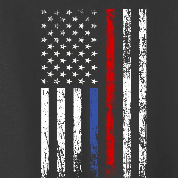 AnAmericanFlagWithMilitary,PoliceAndFirefighterStripesDesign Toddler T-Shirt