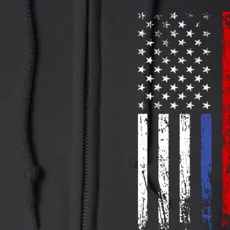 AnAmericanFlagWithMilitary,PoliceAndFirefighterStripesDesign Full Zip Hoodie