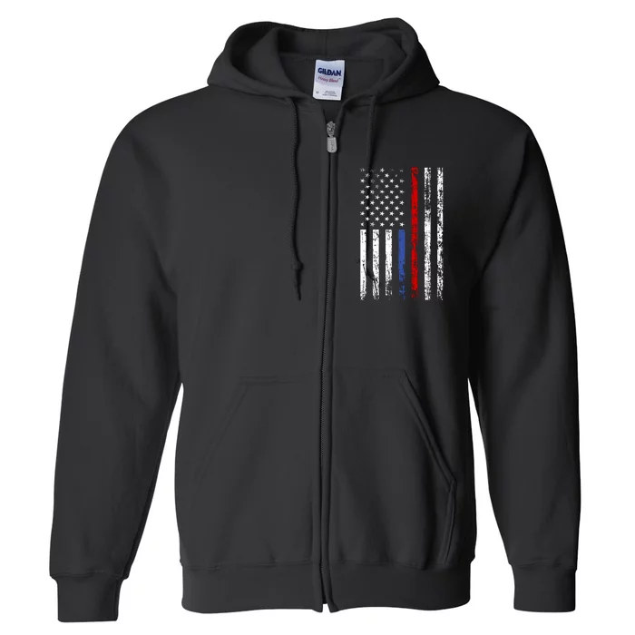 AnAmericanFlagWithMilitary,PoliceAndFirefighterStripesDesign Full Zip Hoodie