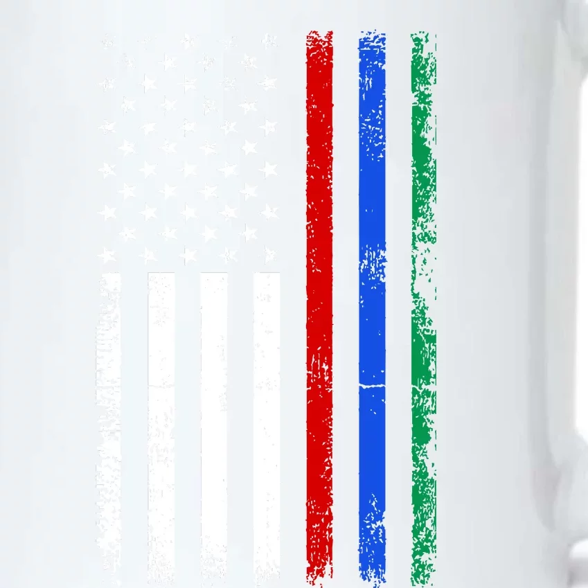 AnAmericanFlagWithMilitary,PoliceAndFirefighterStripesDesign Black Color Changing Mug