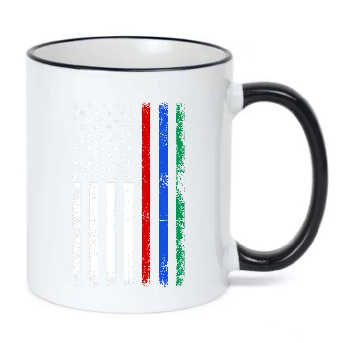 AnAmericanFlagWithMilitary,PoliceAndFirefighterStripesDesign Black Color Changing Mug