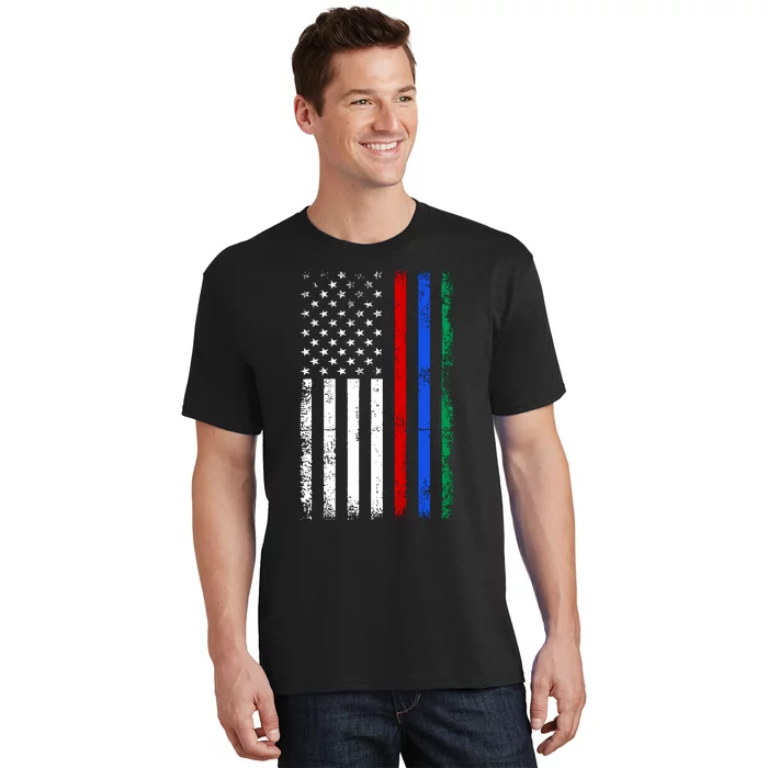 AnAmericanFlagWithMilitary,PoliceAndFirefighterStripesDesign T-Shirt