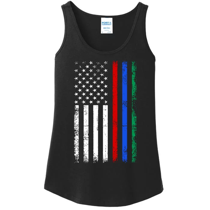 AnAmericanFlagWithMilitary,PoliceAndFirefighterStripesDesign Ladies Essential Tank