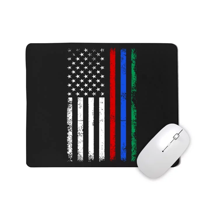 AnAmericanFlagWithMilitary,PoliceAndFirefighterStripesDesign Mousepad