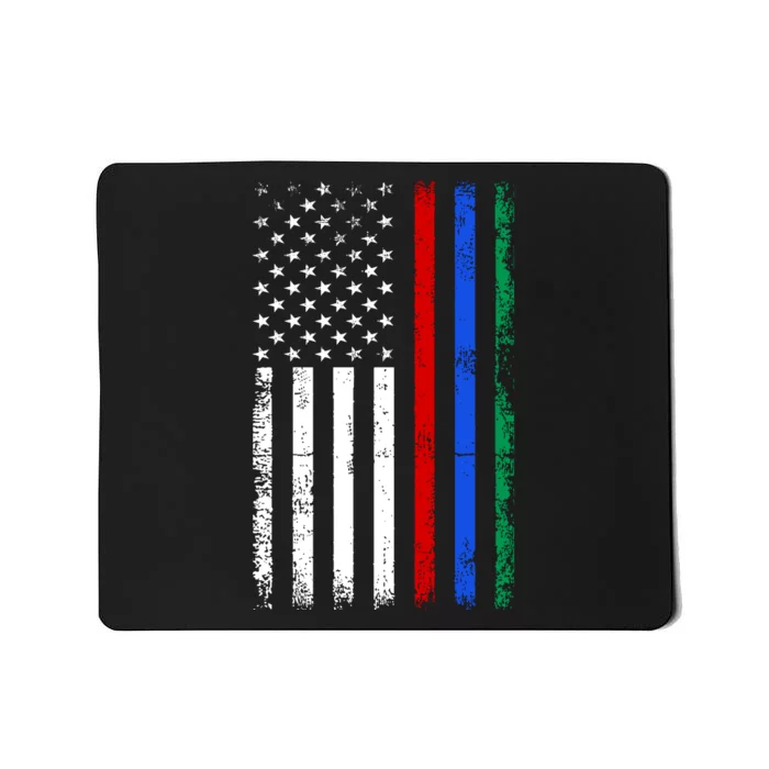 AnAmericanFlagWithMilitary,PoliceAndFirefighterStripesDesign Mousepad