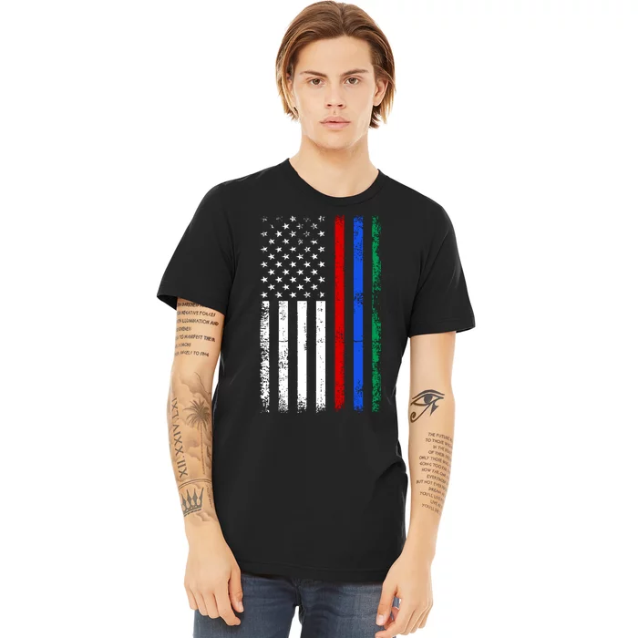 AnAmericanFlagWithMilitary,PoliceAndFirefighterStripesDesign Premium T-Shirt