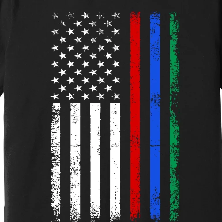 AnAmericanFlagWithMilitary,PoliceAndFirefighterStripesDesign Premium T-Shirt