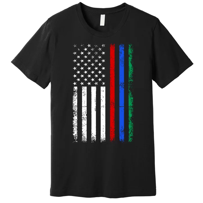 AnAmericanFlagWithMilitary,PoliceAndFirefighterStripesDesign Premium T-Shirt