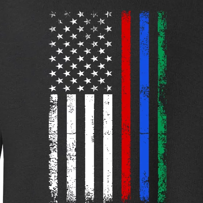 AnAmericanFlagWithMilitary,PoliceAndFirefighterStripesDesign Toddler Sweatshirt