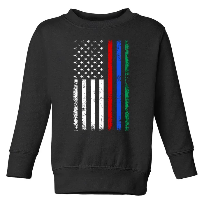 AnAmericanFlagWithMilitary,PoliceAndFirefighterStripesDesign Toddler Sweatshirt