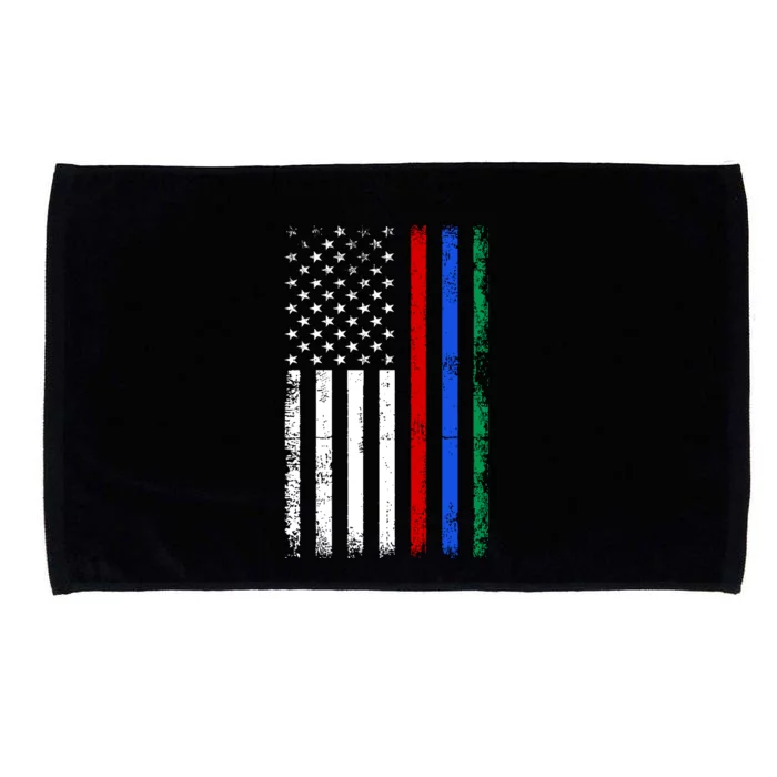 AnAmericanFlagWithMilitary,PoliceAndFirefighterStripesDesign Microfiber Hand Towel