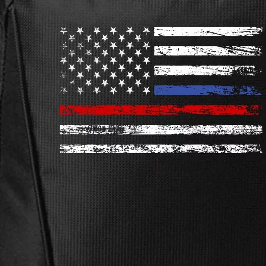 AnAmericanFlagWithPoliceAndFirefighterStripesDesign City Backpack